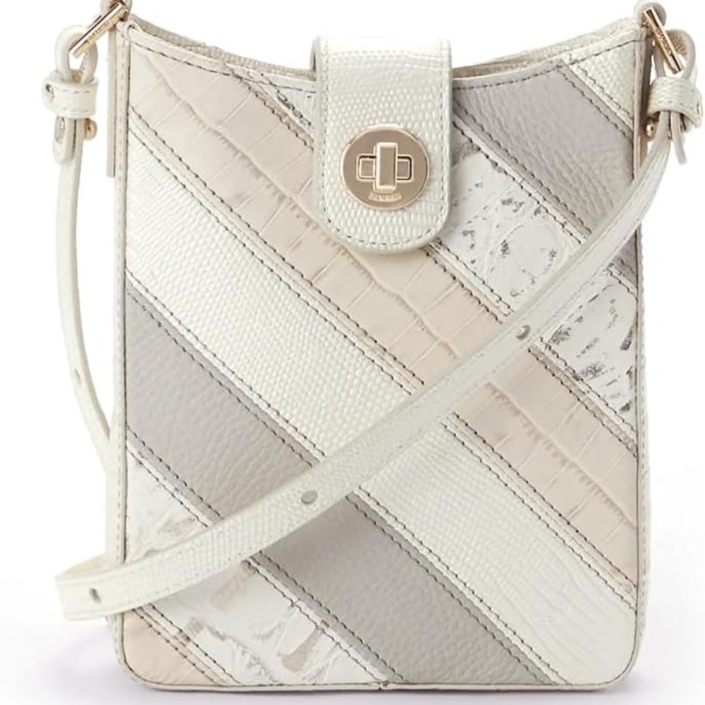 Brahmin Marley Small Leather Crossbody - Ivory Flashback
